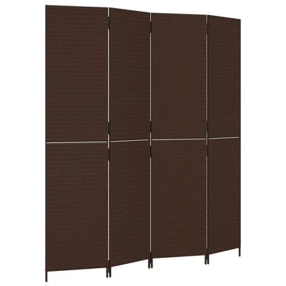 vidaXL Room Divider 4 Panels Brown Poly Rattan