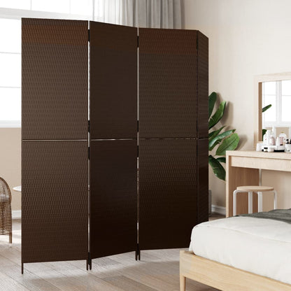 vidaXL Room Divider 4 Panels Brown Poly Rattan