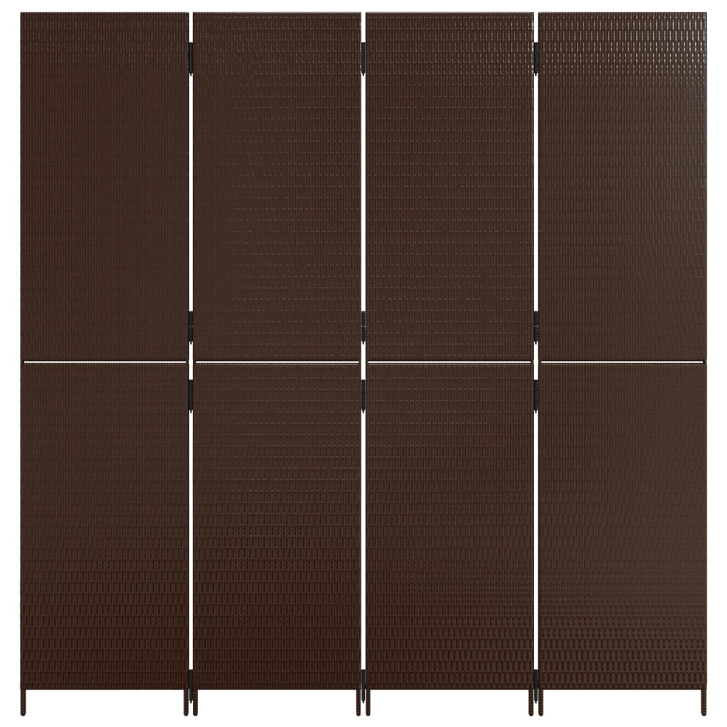 vidaXL Room Divider 4 Panels Brown Poly Rattan