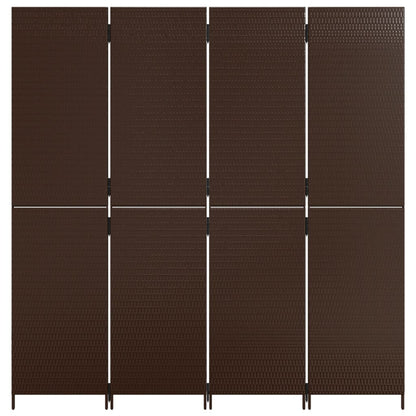 vidaXL Room Divider 4 Panels Brown Poly Rattan