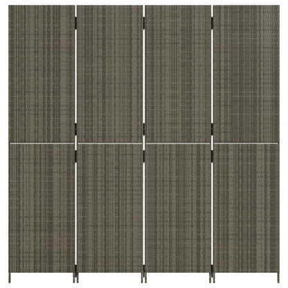 vidaXL Room Divider 4 Panels Grey Poly Rattan
