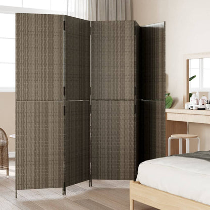vidaXL Room Divider 5 Panels Grey Poly Rattan