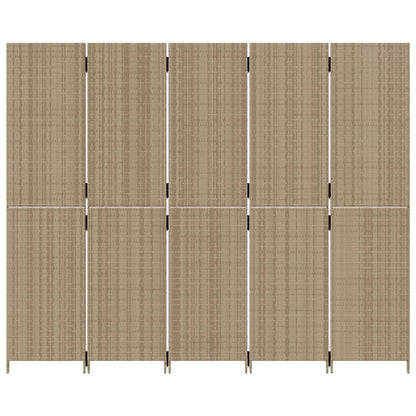 vidaXL Room Divider 5 Panels Beige Poly Rattan