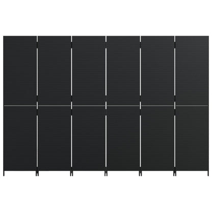 vidaXL Room Divider 6 Panels Black Poly Rattan