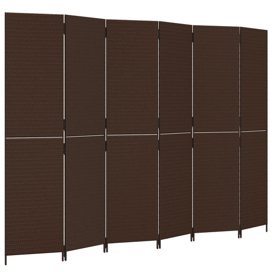 vidaXL Room Divider 6 Panels Brown Poly Rattan