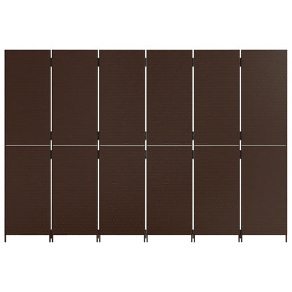 vidaXL Room Divider 6 Panels Brown Poly Rattan