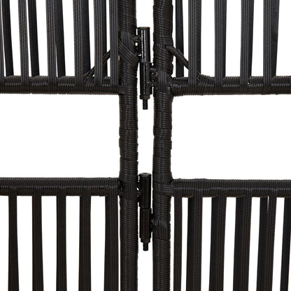 vidaXL Room Divider 3 Panels Black Poly Rattan
