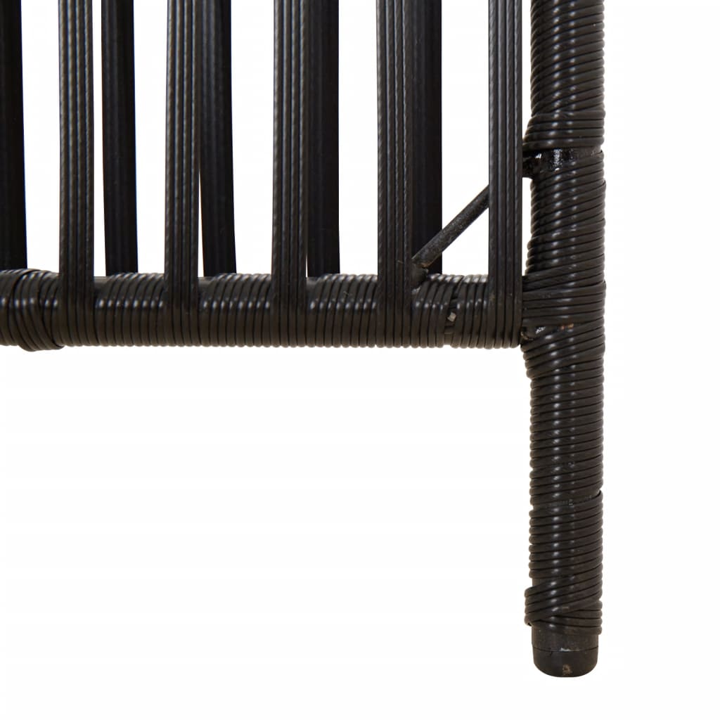 vidaXL Room Divider 3 Panels Black Poly Rattan