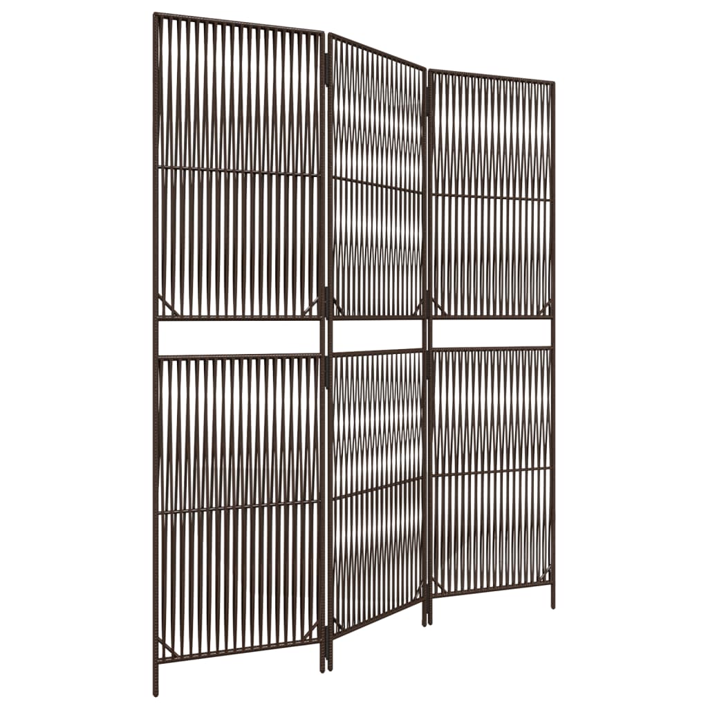 vidaXL Room Divider 3 Panels Brown Poly Rattan
