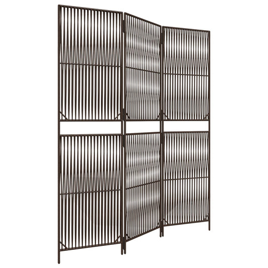 vidaXL Room Divider 3 Panels Brown Poly Rattan