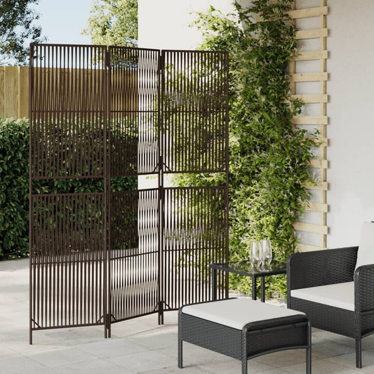 vidaXL Room Divider 3 Panels Brown Poly Rattan