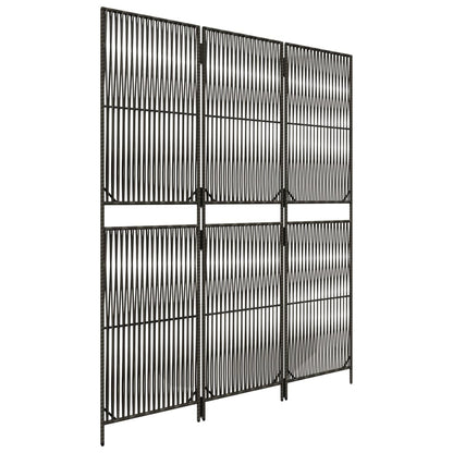vidaXL Room Divider 3 Panels Grey Poly Rattan