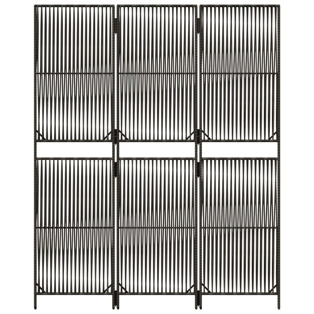 vidaXL Room Divider 3 Panels Grey Poly Rattan