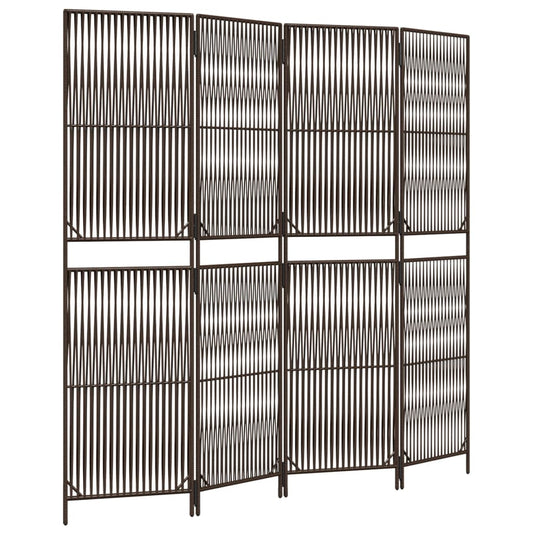 vidaXL Room Divider 4 Panels Brown Poly Rattan