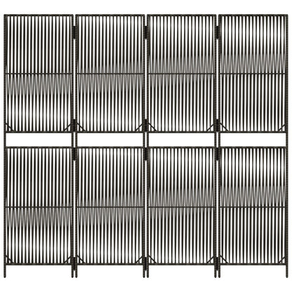 vidaXL Room Divider 4 Panels Grey Poly Rattan