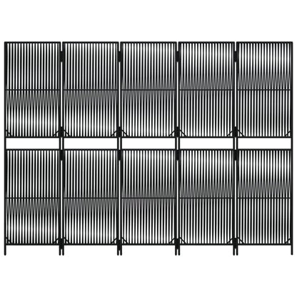 vidaXL Room Divider 5 Panels Black Poly Rattan