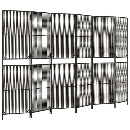 vidaXL Room Divider 6 Panels Grey Poly Rattan