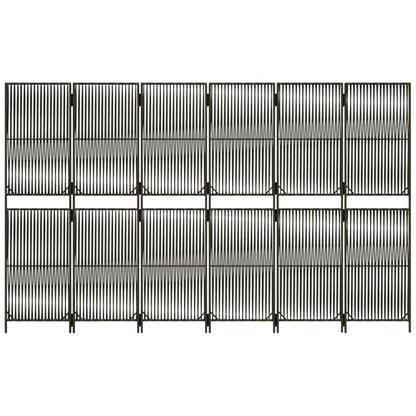 vidaXL Room Divider 6 Panels Grey Poly Rattan