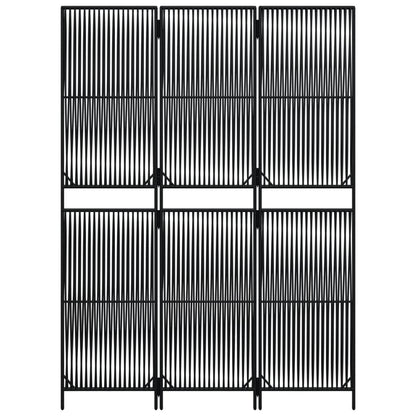 vidaXL Room Divider 3 Panels Black Poly Rattan