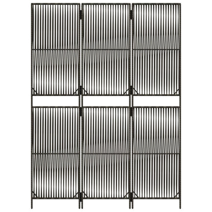 vidaXL Room Divider 3 Panels Grey Poly Rattan