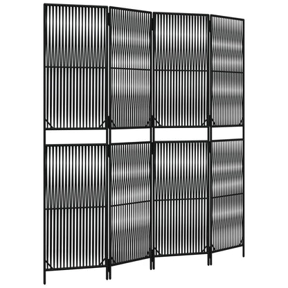 vidaXL Room Divider 4 Panels Black Poly Rattan