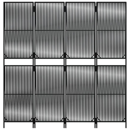 vidaXL Room Divider 4 Panels Black Poly Rattan