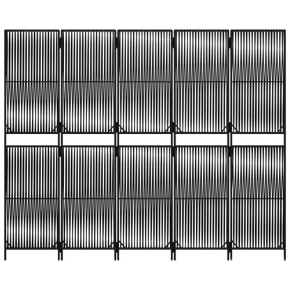 vidaXL Room Divider 5 Panels Black Poly Rattan