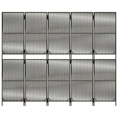 vidaXL Room Divider 5 Panels Grey Poly Rattan