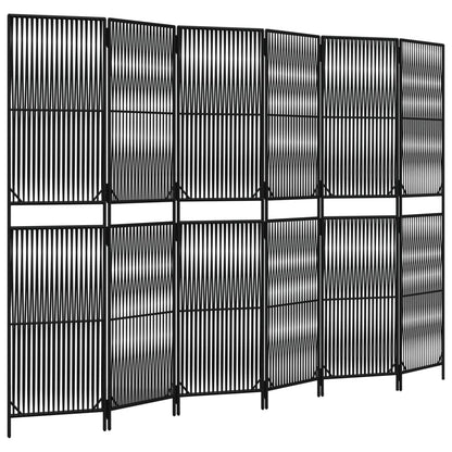 vidaXL Room Divider 6 Panels Black Poly Rattan