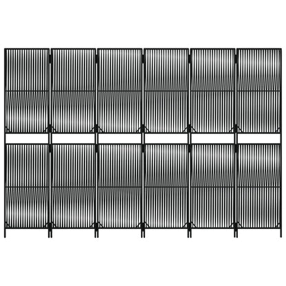 vidaXL Room Divider 6 Panels Black Poly Rattan