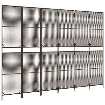 vidaXL Room Divider 6 Panels Brown Poly Rattan