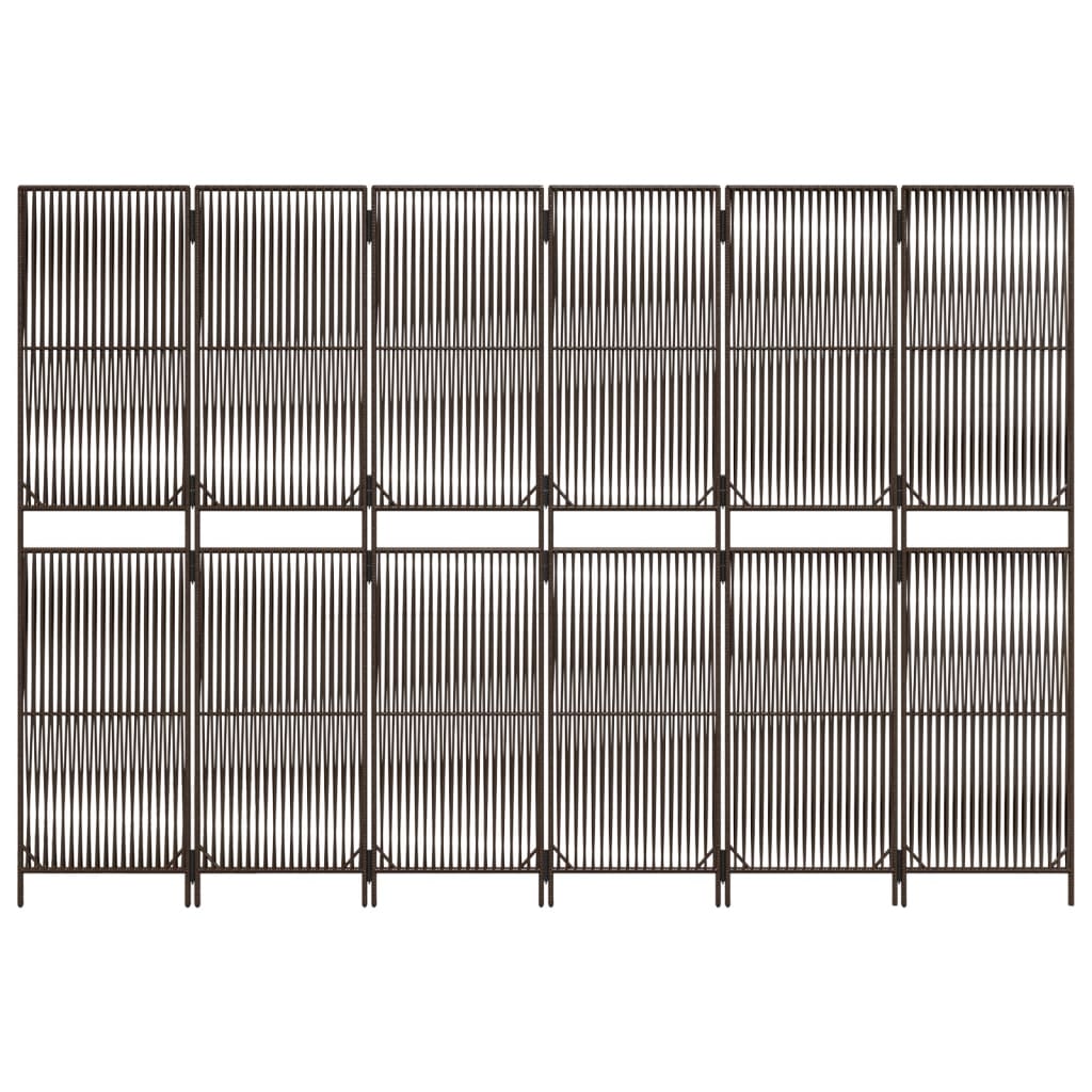 vidaXL Room Divider 6 Panels Brown Poly Rattan