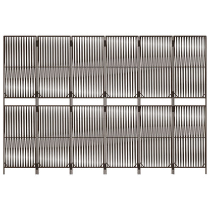 vidaXL Room Divider 6 Panels Brown Poly Rattan