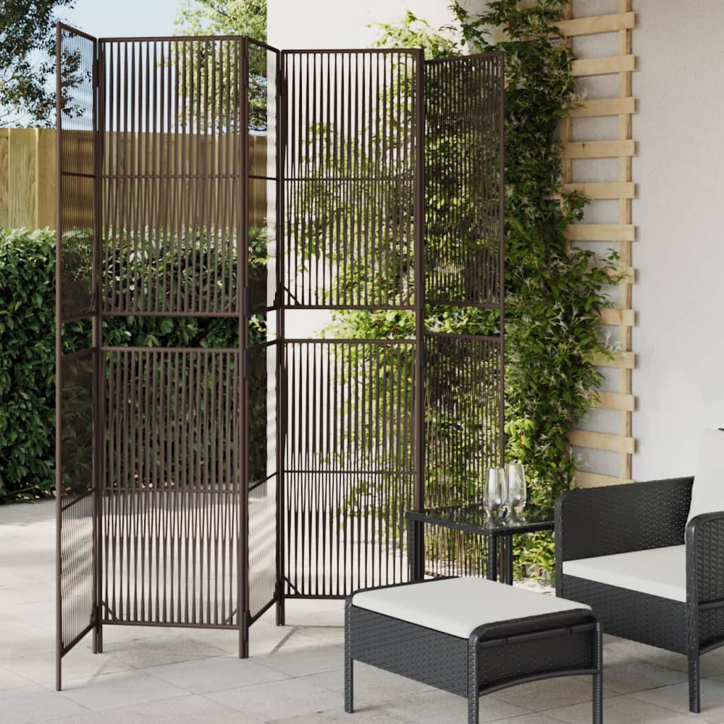 vidaXL Room Divider 6 Panels Brown Poly Rattan