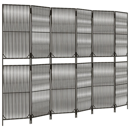 vidaXL Room Divider 6 Panels Grey Poly Rattan