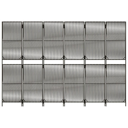 vidaXL Room Divider 6 Panels Grey Poly Rattan