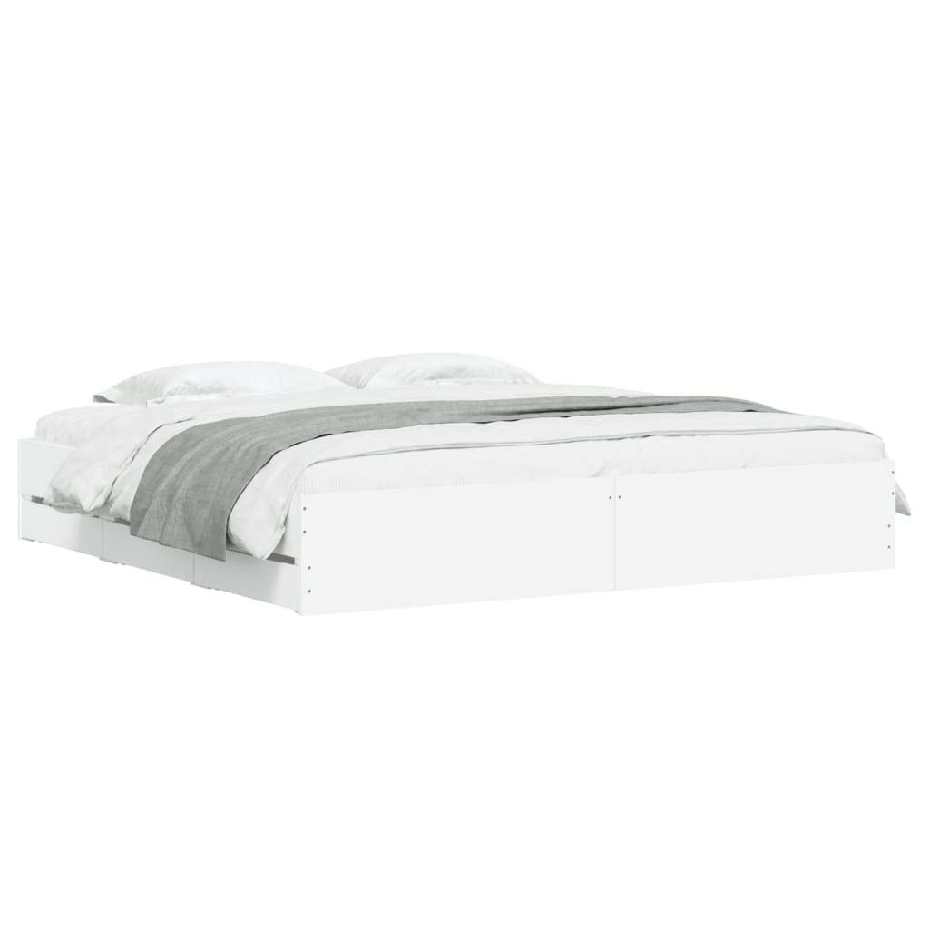 vidaXL Bed Frame with Drawers without Mattress White 200x200 cm