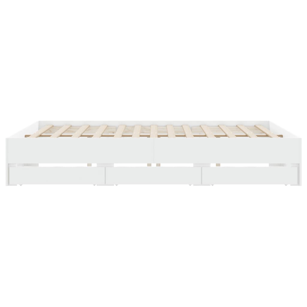 vidaXL Bed Frame with Drawers without Mattress White 200x200 cm