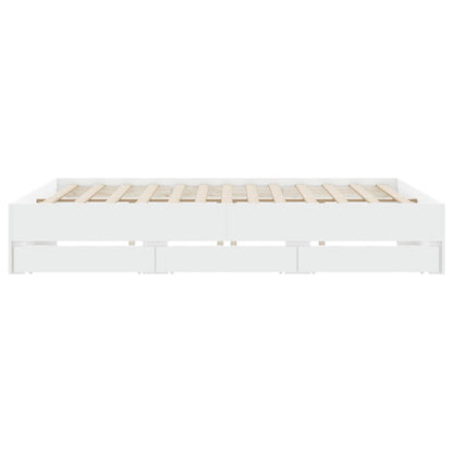 vidaXL Bed Frame with Drawers without Mattress White 200x200 cm