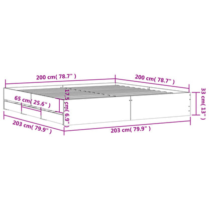 vidaXL Bed Frame with Drawers without Mattress White 200x200 cm