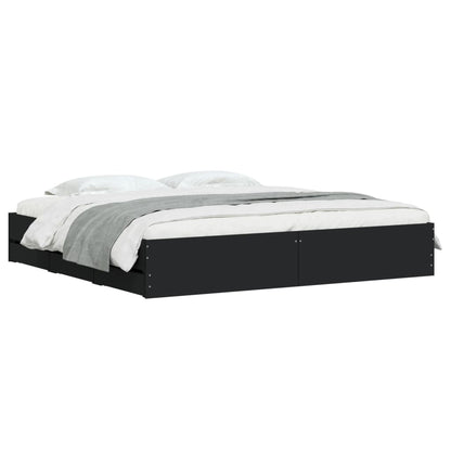 vidaXL Bed Frame with Drawers without Mattress Black 200x200 cm