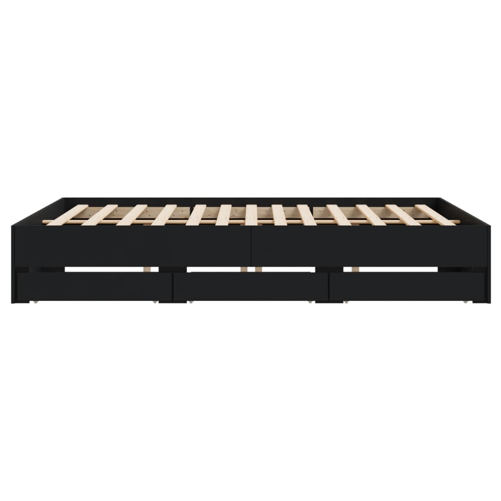 vidaXL Bed Frame with Drawers without Mattress Black 200x200 cm