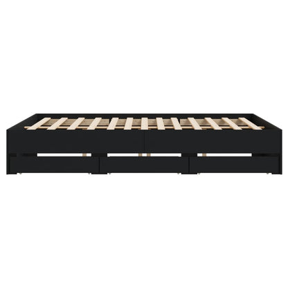 vidaXL Bed Frame with Drawers without Mattress Black 200x200 cm