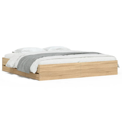 vidaXL Bed Frame with Drawers without Mattress Sonoma Oak 200x200 cm
