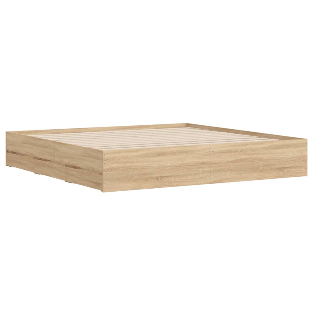 vidaXL Bed Frame with Drawers without Mattress Sonoma Oak 200x200 cm