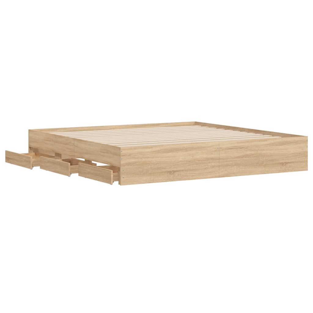 vidaXL Bed Frame with Drawers without Mattress Sonoma Oak 200x200 cm