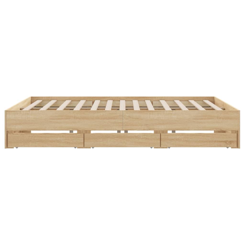 vidaXL Bed Frame with Drawers without Mattress Sonoma Oak 200x200 cm