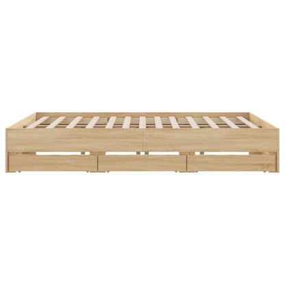 vidaXL Bed Frame with Drawers without Mattress Sonoma Oak 200x200 cm