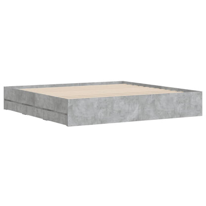 vidaXL Bed Frame with Drawers without Mattress Concrete Grey 200x200 cm