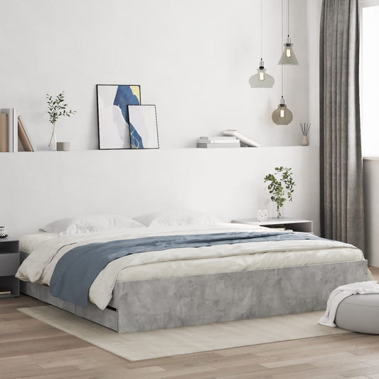 vidaXL Bed Frame with Drawers without Mattress Concrete Grey 200x200 cm